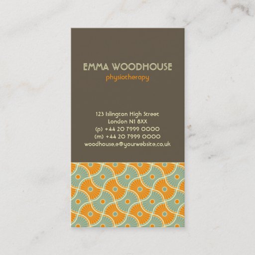 Customizable Retro!Dahlia Brown, Orange and Aqua Business Card Templates