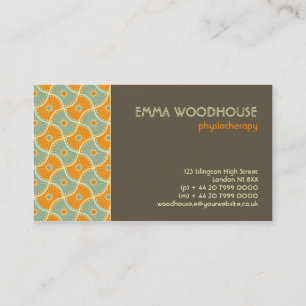 Retro!Dahlia Brown, Orange and Aqua Business Card