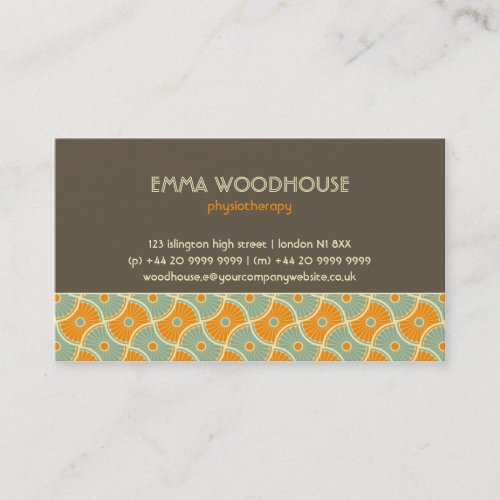 Retro!Dahlia Brown, Orange and Aqua Business Card