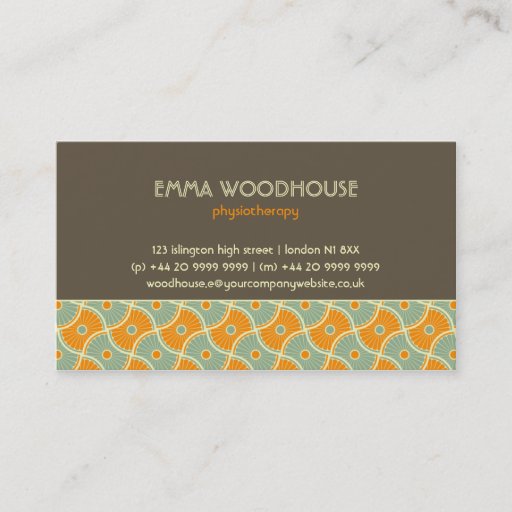 Customizable Retro!Dahlia Brown, Orange and Aqua Business Card
