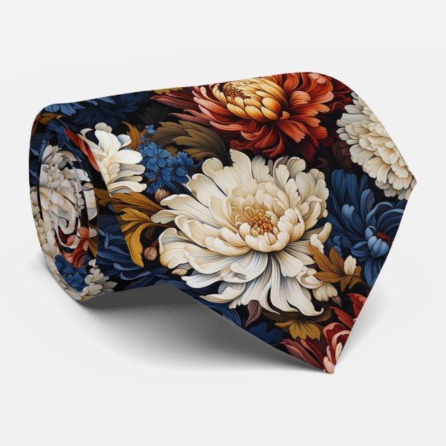 Retro Dahlia Neck Tie (Rolled)