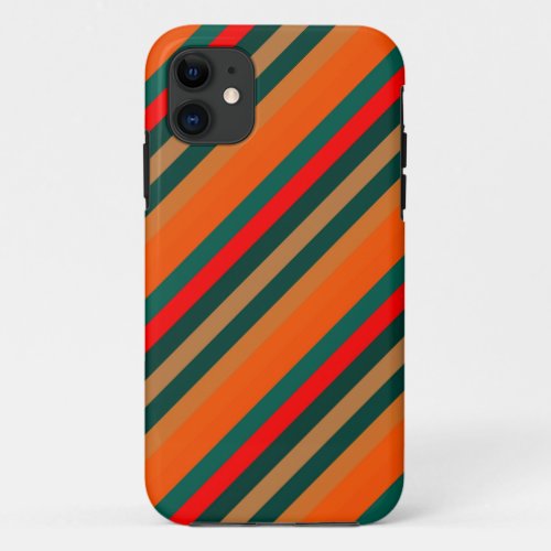 Retro daigonal stripes pattern iPhone 11 case