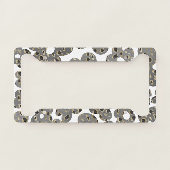 Retro Daisies Animal Print Glam #1 #retro #flower  License Plate Frame (Front)