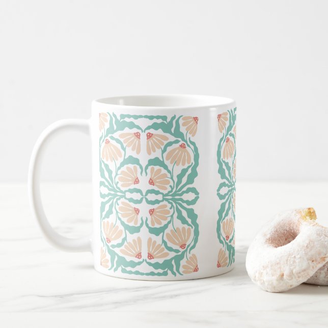 Retro Daisies Birth Flower April Coffee Mug (With Donut)