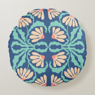 Retro Daisies Birth Flower April Round Pillow