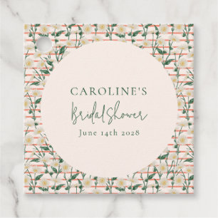 Retro Daisies Floral Green Bridal Shower Custom Favor Tags