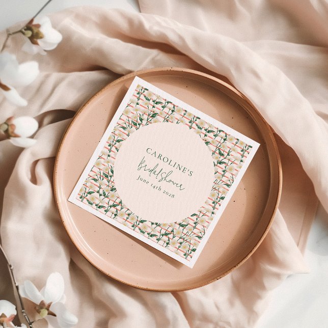 Retro Daisies Floral Green Bridal Shower Custom Napkins (Creator Uploaded)