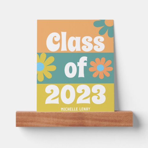 Retro Daisies Graduation 2023 Girls Personalized Picture Ledge