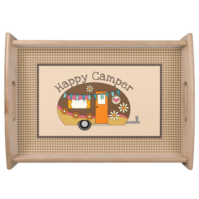 Retro Daisies Happy Camper Serving Tray (Front)