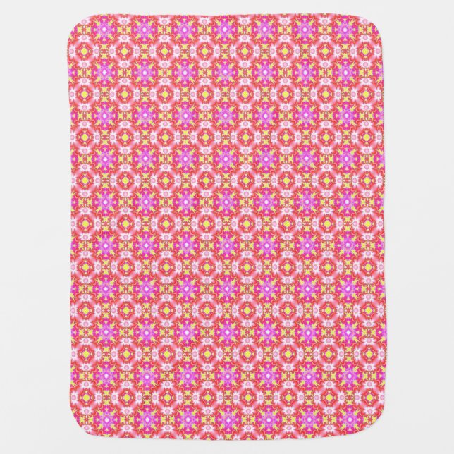 Retro Daisies in Pink Red Yellow Baby Blanket (Front)