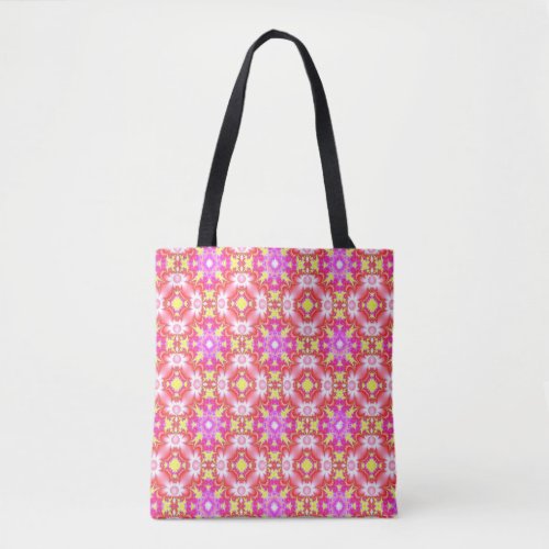 Retro Daisies in Pink Yellow and Red Tote Bag