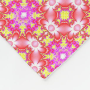 Retro Daisies in Red Pink Yellow Fleece Blanket