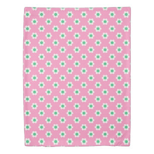 Retro Daisies Pink and Green Reversible Duvet Cover