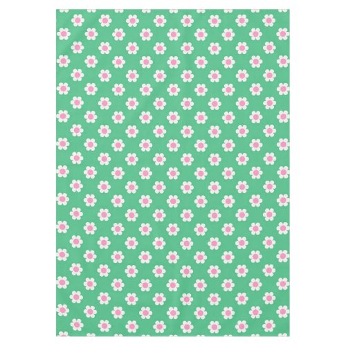 Retro Daisies Pink and Green Tablecloth