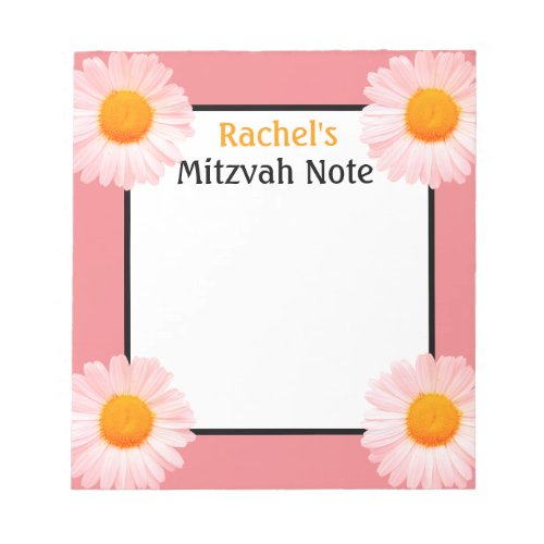Retro Daisies Pink Girls Mitzvah Notes Notepad