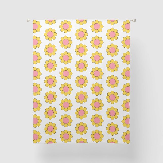 Retro Daisies Sheer Curtains (Front)