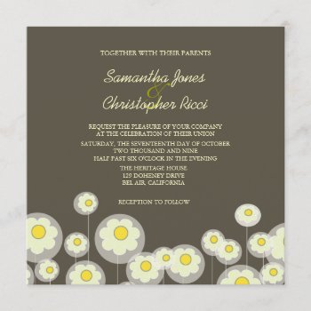 Retro Daisies Wedding Invitations/diy Color Invitation by custom_stationery at Zazzle