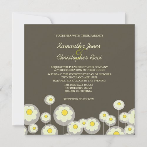 Retro Daisies Wedding Invitationsdiy color Invitation