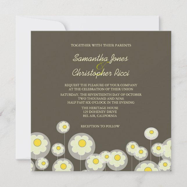 Retro Daisies Wedding Invitations/diy color Invitation (Front)