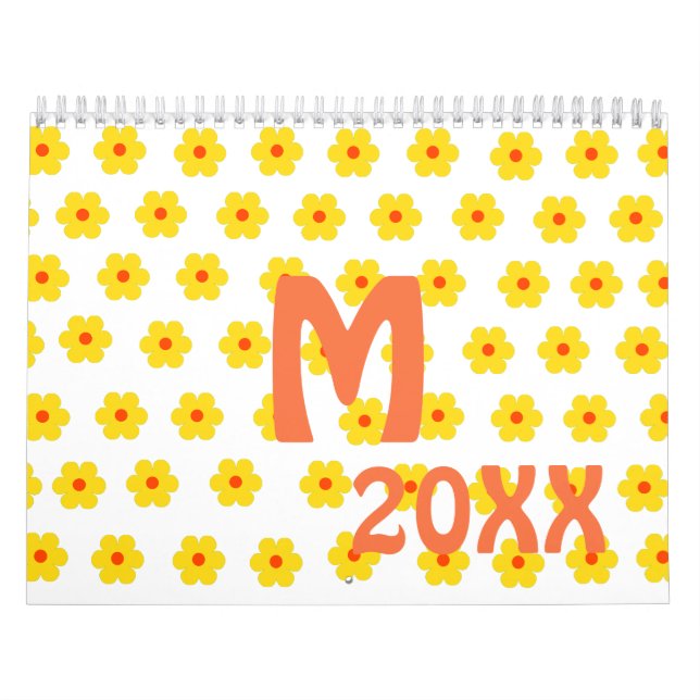 Retro Daisies Yellow floral botanical pattern  Calendar (Cover)