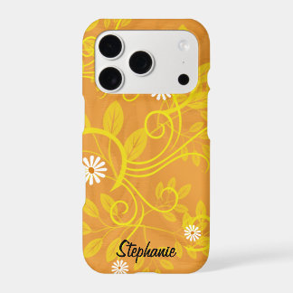  Retro Daisies Yellow Leaves Vines Abstract Custom iPhone 17 Pro Case