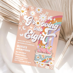 Retro Daisy 8th Birthday Invitation