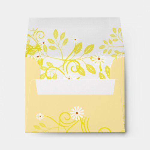 Retro Daisy and Yellow Filigree A2 Size Envelope