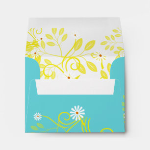 Retro Daisy and Yellow Filigree Envelope