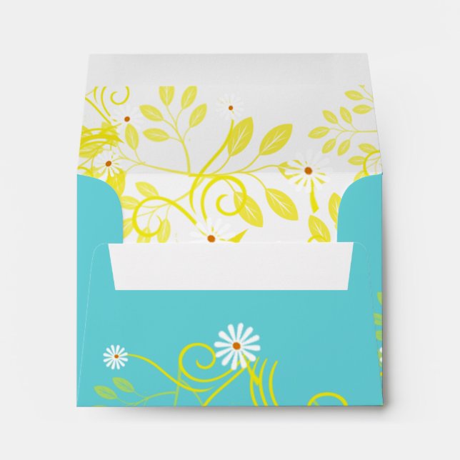 Retro Daisy and Yellow Filigree Envelope (Back (Bottom))