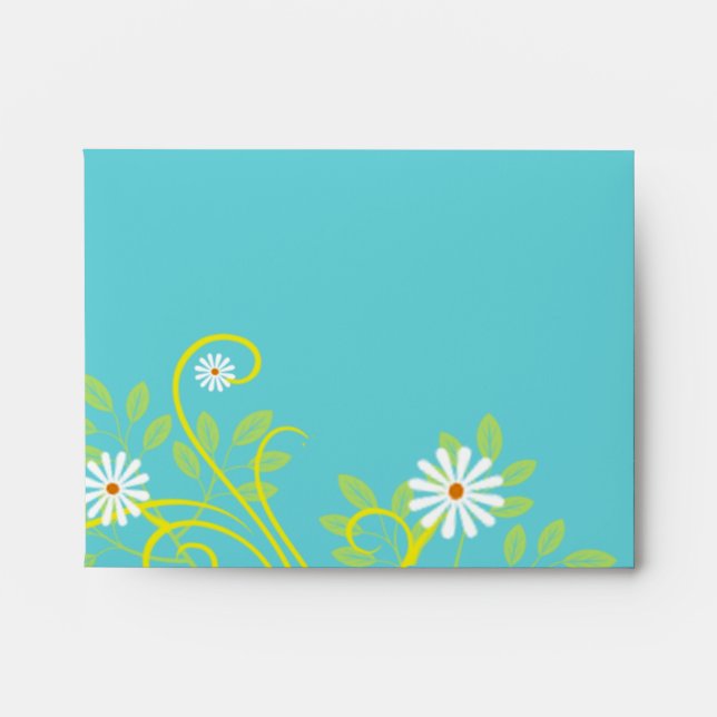 Retro Daisy and Yellow Filigree Envelope (Front)
