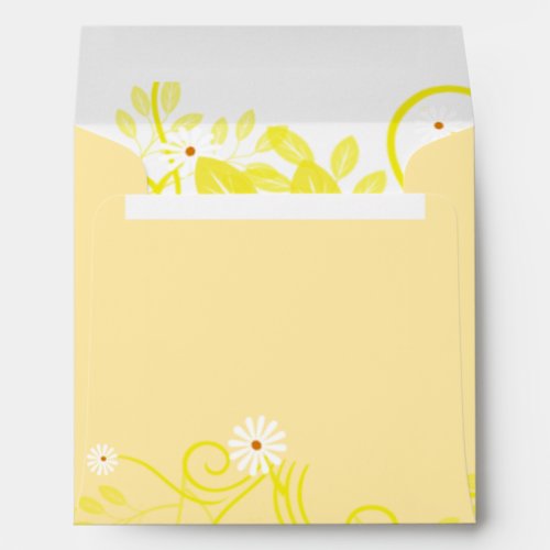 Retro Daisy and Yellow Filigree Square Envelope