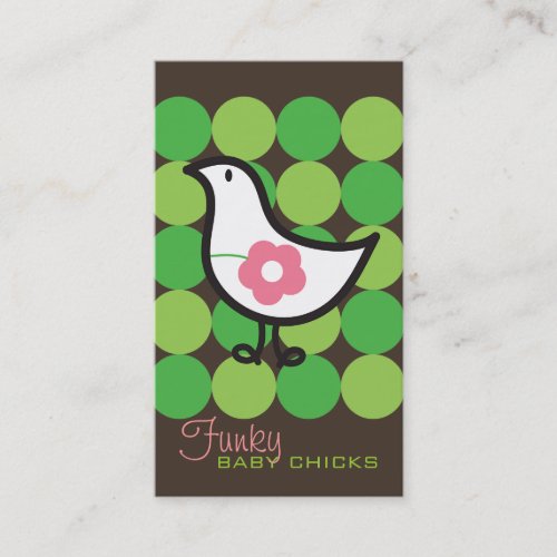 Retro Daisy Baby Chick Bird Whimsical Cute Dots Business Card Template