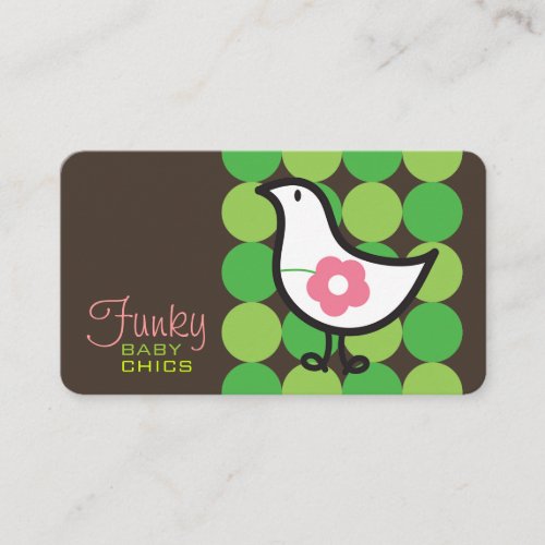 Retro Daisy Baby Chick Bird Whimsical Cute Dots Business Card Templates