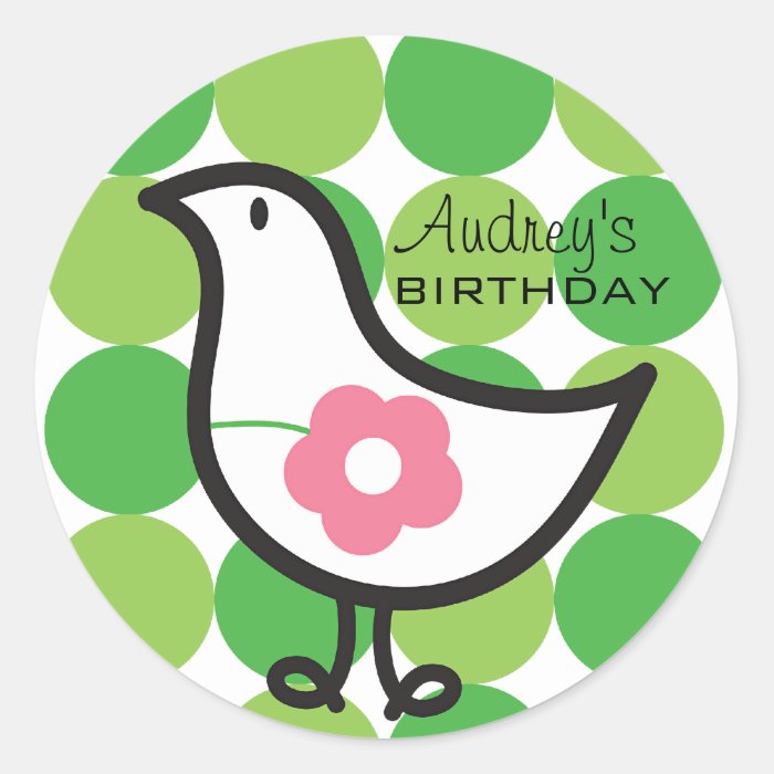 Retro Daisy Baby Chick Bird Whimsical Cute Dots Sticker