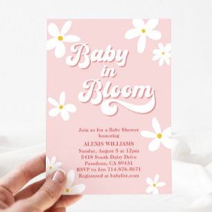 Retro Daisy Baby Shower Baby In Bloom Invitation