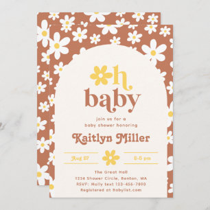 Retro Daisy Baby Shower Invitation Retro Baby