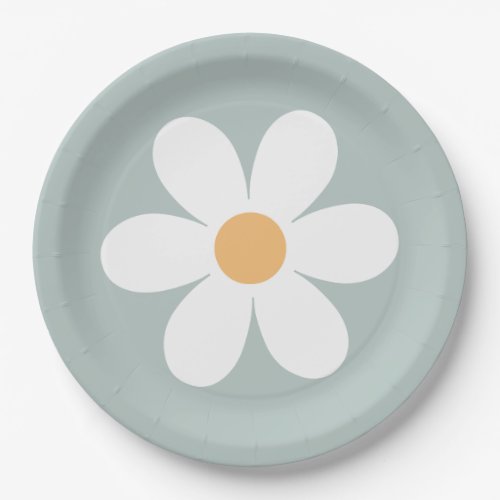 Retro Daisy blue Paper Plates