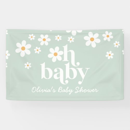 Retro Daisy boho Baby Shower Banner