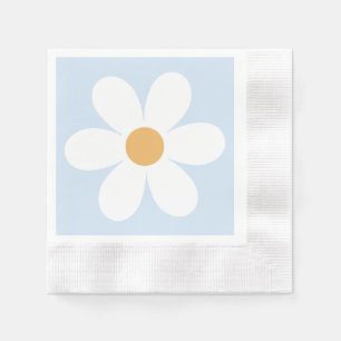 Retro daisy boho blue napkins
