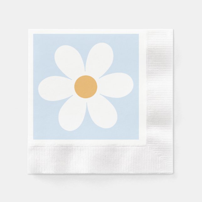 Retro daisy boho blue napkins (Front)