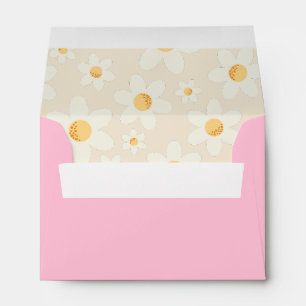Retro Daisy Boho Envelope – Pink Floral Groovy Par