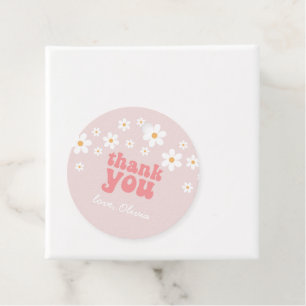 Retro daisy boho floral birthday thank you favor tags