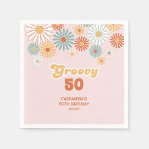 Retro Daisy Boho Groovy Floral Birthday Napkins