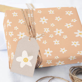 Retro Daisy Boho Pink Wrapping Paper by SugSpc_Invitations at Zazzle