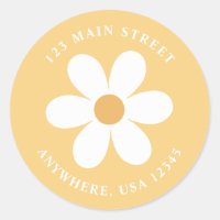 Retro daisy boho return address label