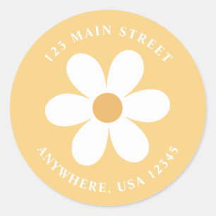 Retro daisy boho return address label