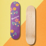 Retro Daisy Bouquet Pattern in Purple Skateboard<br><div class="desc">Retro Daisy Bouquet Pattern in Purple Skateboard. Groovy,  girly,  sweet & feminine flowers pattern design by Dreaming Cocoon. Personalize and add your name to the skateboard deck. A cool gift for a special girl like you!</div>