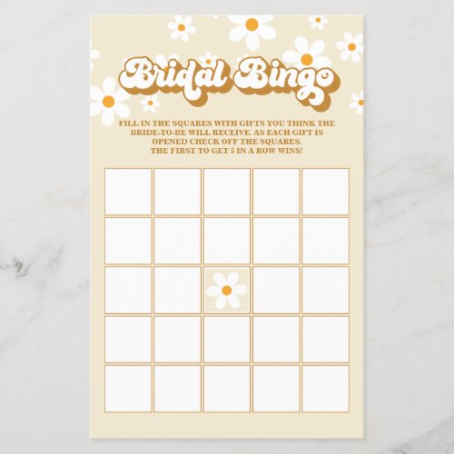 Retro Daisy bridal Shower Bingo Flyer