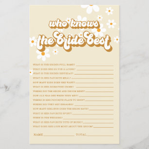 Retro Daisy bridal shower Game Flyer