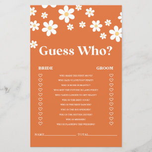 Retro Daisy bridal shower Game Flyer